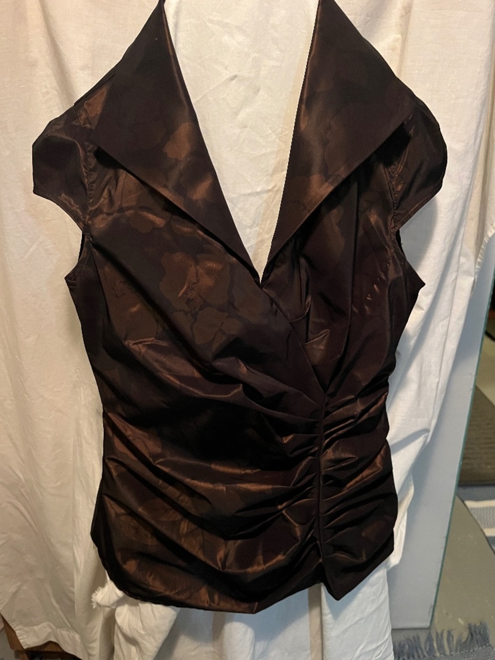Y2K Ruched Cocktail Blouse with Cap Sleeve